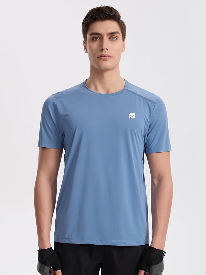 Mens Seamless Workout T-Shirts Lightweight Moisture Wicking Running Hiking Camping Tennis Pickleball Shirts for Men