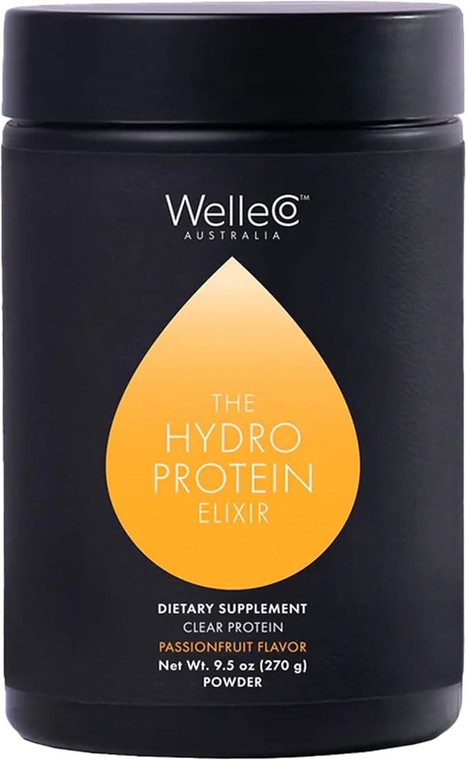 WelleCo HydroProtein Elixir, Potassium Electrolyte Powder with 15g Vegan Protein for Energy, Healthy Hair, Skin & Nails, Easy to Digest Powdered Electrolytes, Passionfruit, 9.5oz Jar