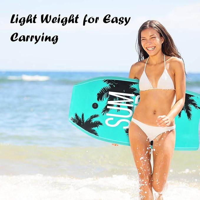 KOTEK 33/37/41 Inch Body Board with Wrist Leash, EPS Core, Dual Channel, HDPE Slick Bottom, Bodyboard for All Skill Levels & Wave Conditions