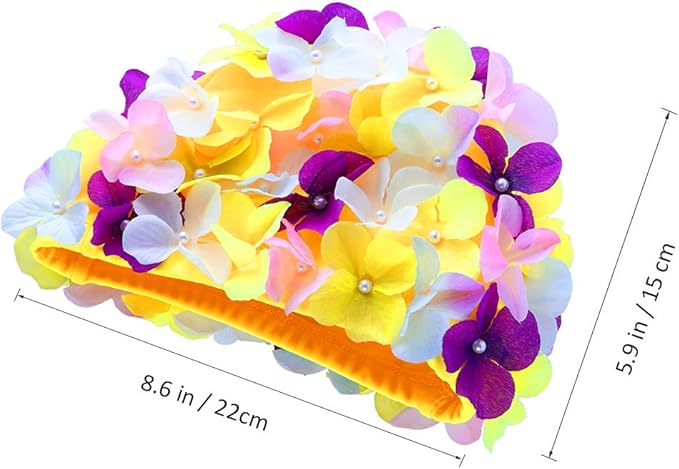 WINOMO Fashionable Swim Cap Floral Petal Stylish Swimming Hat Bathing Caps Size L for Women