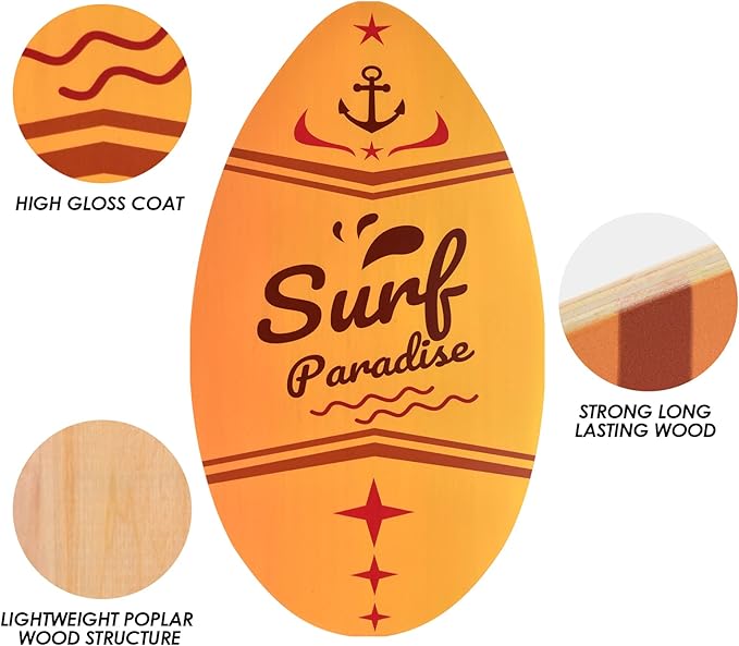 seething 35 Inch Skimboard with High Gloss Coat Wood Skim Board for Beginners,Kids, Teenagers, Adults and All Skimming