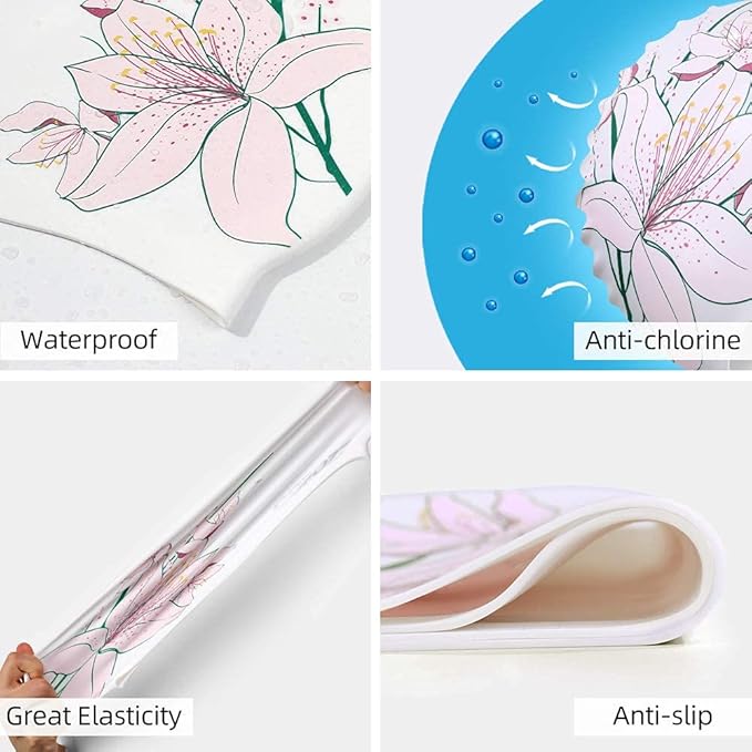 COPOZZ Stylish Silicone Swim Cap for Women – Comfortable, Durable, and Hair-Protecting Design