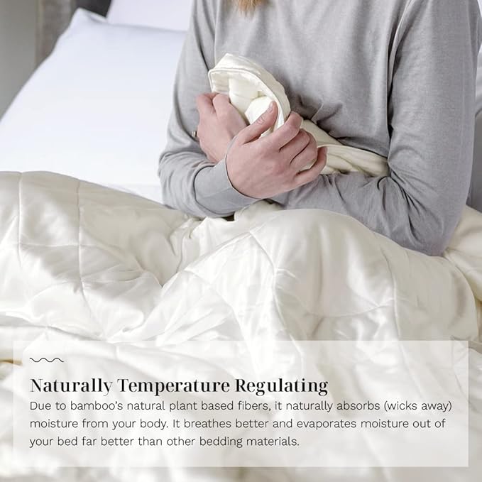 LUXOME Lightweight Blanket | 100% Rayon (Viscose) from Bamboo Fabric & Fill | King/Cal King - 98"x92" | Thermal-Regulating | Ivory