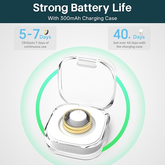 Smart Rings for Women Men,Fitness Tracker Ring,Heart Rate,Blood Oxygen,Blood Pressure,Step Tracker,Sleep Monitoring,No Subscription Fee,IP68 Waterproof Smart Ring for iPhone&Android(Gold 7)