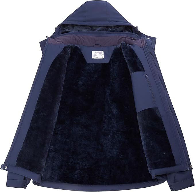 CAMEL CROWN Men's Winter Coat Waterproof Ski Jacket Fleece Lined Windproof Raincoat for Snow Outdoor Hiking Mountain