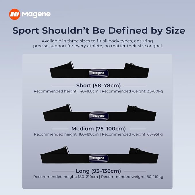 Magene H613 Heart Rate Monitor Chest Strap with Precise Tracking, Bluetooth & ANT+ Connectivity, 17h Offline Storage, IPX7 Waterproof, Multi-Color Heart Rate Zone Indicator for Cycling, Running, Yoga