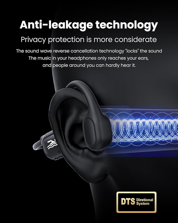 Swimming Headphones-Bone Conduction Headphones Bluetooth V6.0 Open Ear Sports Headset, IP68 Waterproof Built-in MP3 Player 32G Memory, for Running, Cycling (Black)