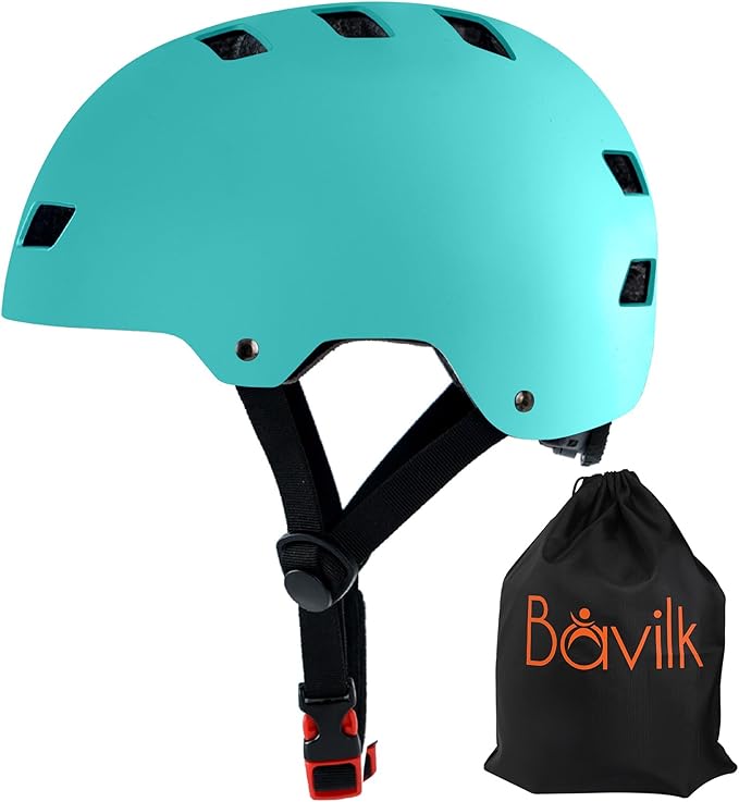 Bike Helmet 3 Sizes for Teenager Kids Youth Adults,Bavilk Skateboard Helmet Adjustable Multi-Sport Bicycle Cycling Scooter Roller Skate Inline Skating Rollerblading for Girls Boys Women Men Teen