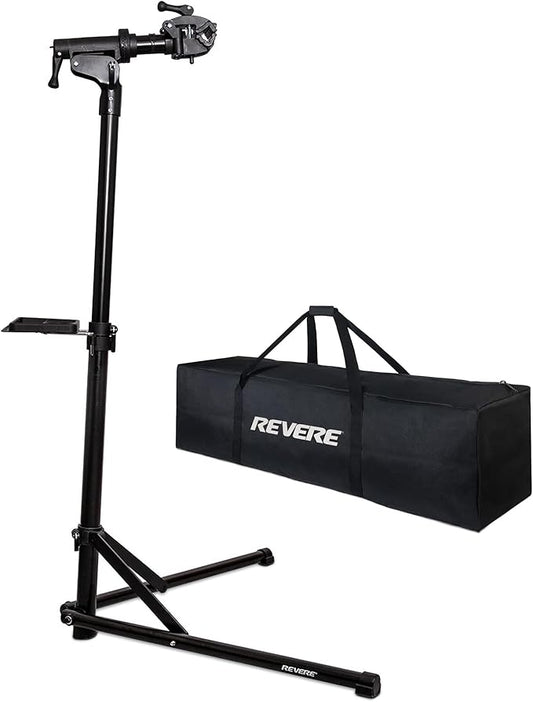 Revere Bike Repair Stand & Storage Bag, Telescoping Arm, Rotating Clamp, Magnetic Tool Tray, and Adjustable Handlebar Rod - Heavy Duty, Sturdy, Adjustable