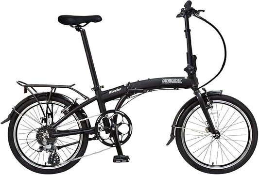SOLOROCK 20" 8 Speed Aluminum Folding Bike - Wonder V Brakes, with Fenders & Alloy Rear Rack, Stainless Steel Spokes & Stainless Steel Fender Stays