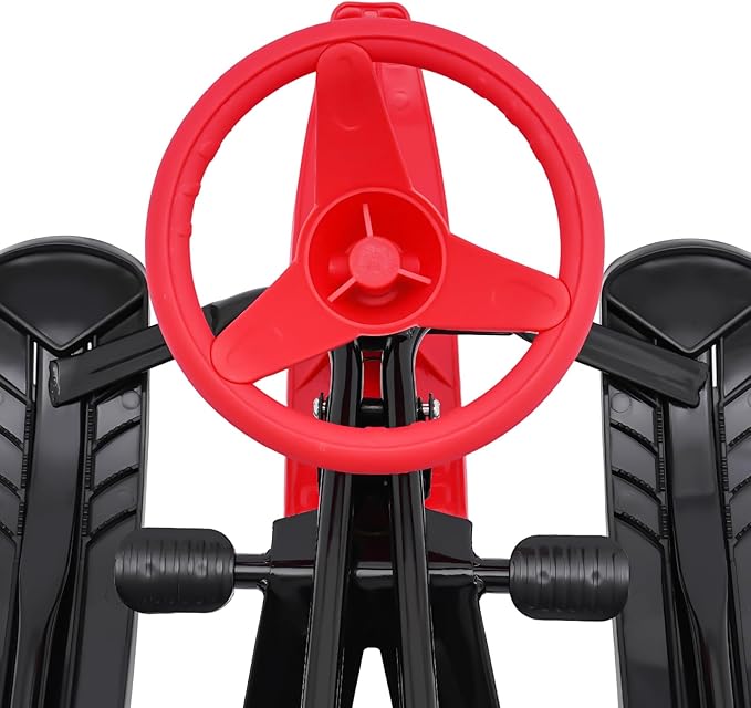 Snow Racer Sled for Kids, Dual Brakes Snowmobile Sled Ski with Steering Wheel, Snow Sledge for Skiing, Ice Skating, Sand Skating, Single Rider 45 x 20 x 15 inches