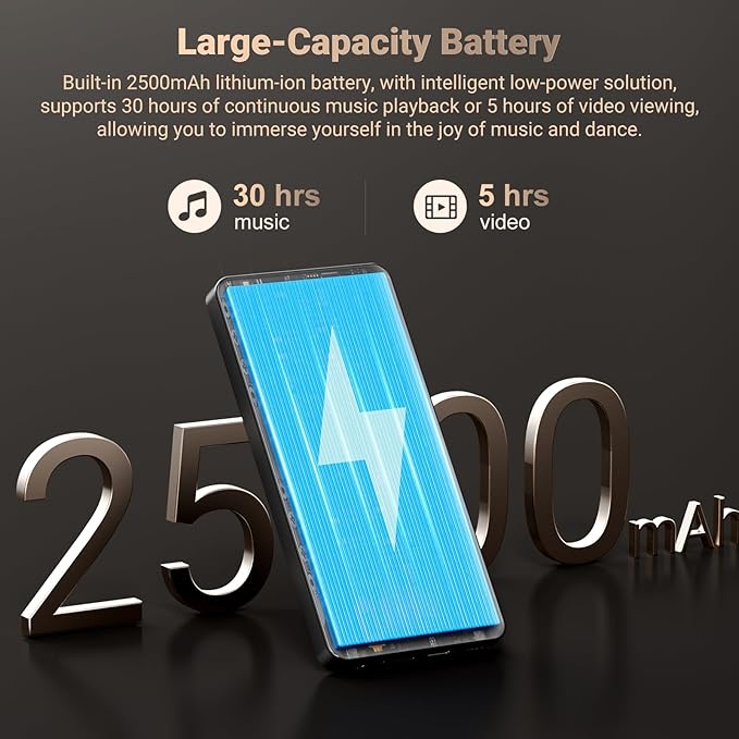 128GB MP3 Player with Bluetooth and WiFi, Android 13.0, 5.5" HD Touchscreen, 13MP Camera, Preloaded Spotify, Pandora, 1TB Expandable & Parental Controls Black