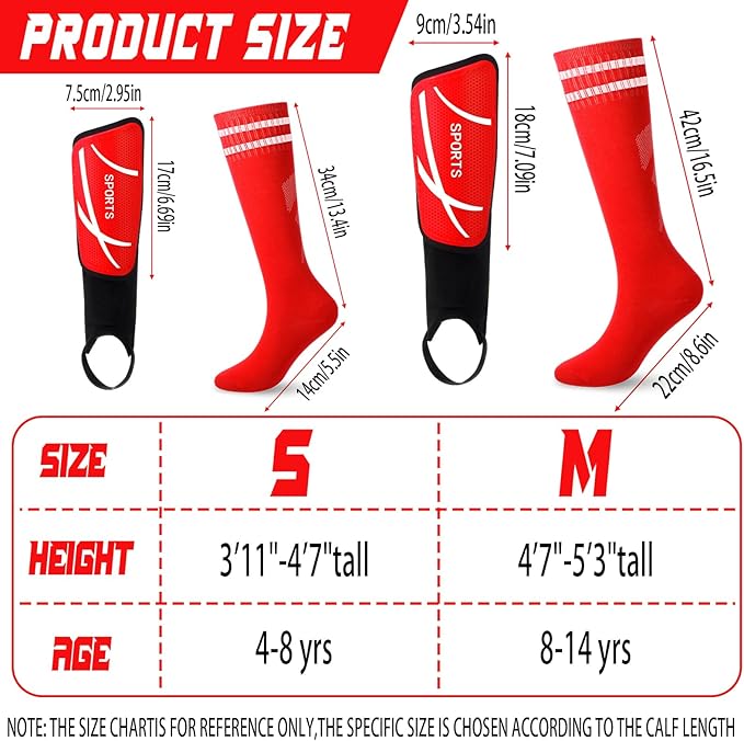 Soccer Shin Guards and Socks Kids Youth Lightweight Soccer Pads Defender with Ankle Protection Ski Shin Guards Football Equipment for Age 4-14 Toddler Boys Girls Teens