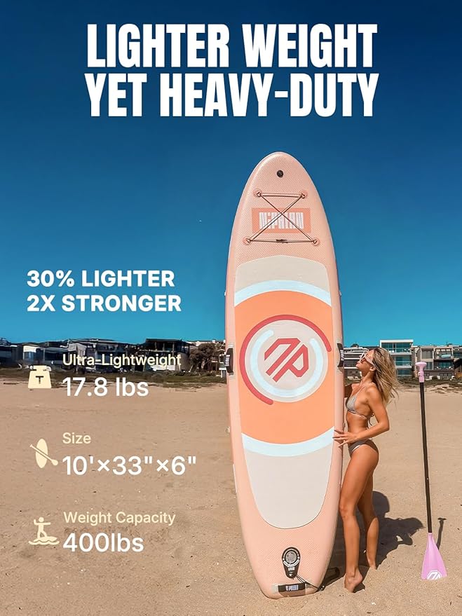 Niphean（Ultra-Light）Inflatable Paddle Board with (Beginner Friendly) StabilTrac Fin and Durable SUP Accessories, 10' Stand Up Paddle Boards for Adults & Youth, Versatile Yoga Paddle Board, Gift Ideas