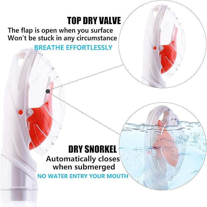 Aegend Dry Snorkel, Dive Mask Easy-Breath Free Diving Snorkel for Snorkeling Scuba Diving Freediving Swimming, with Top Dry Valve and Food-Grade Silicone Mouthpiece