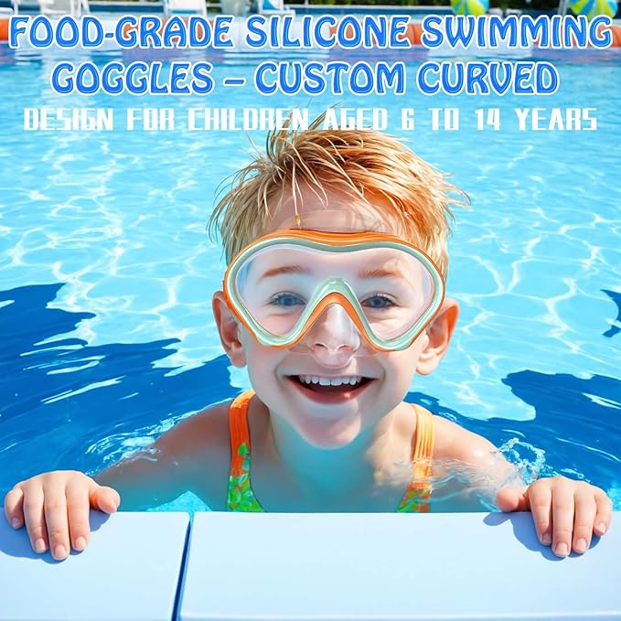 Kids Swim Goggles with Nose Cover -Diving Mask Leak-Proof Design for Boys Girls Ages 5-15 | Anti-Fog & UV Protection Swimming Glasses