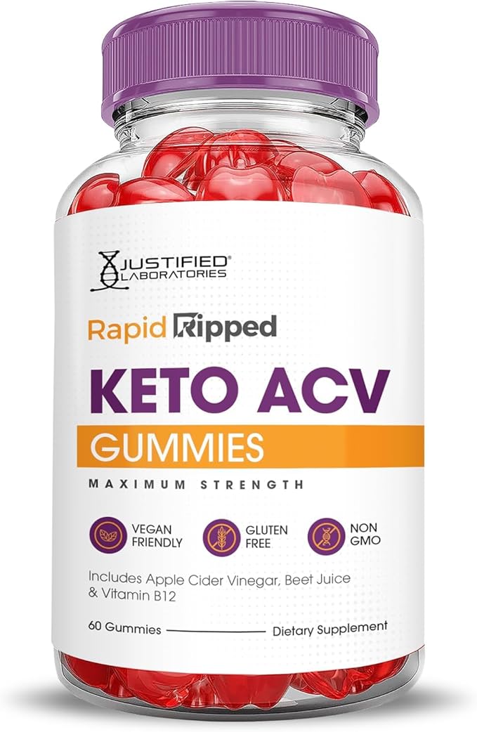 Justified Laboratories (2 Pack Rapid Ripped Keto ACV Gummies Advanced Formula 1000MG Rapidripped Formulated with Pomegranate Beet Juice Powder B12 Vegan Non GMO 120 Gummys