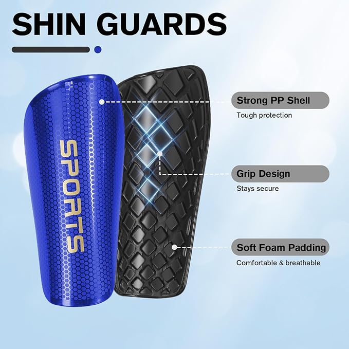 Youth Soccer Shin Guard Socks, Built-in Protective Pads, Kids Knee High Football Athletic Team Socks for Boys Girls