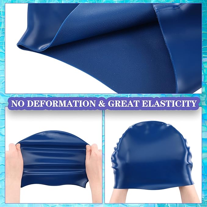 Syhood 6 Pieces Unisex Adult Silicone Swim Cap Waterproof Swimming Hat Non Slip Pool Hat Elastic Silicone Cap for Long and Short Hair