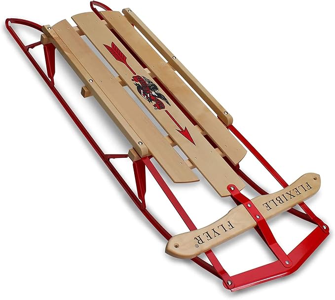 Flexible Flyer Metal Runner Sled. Steel & Wood Steering Snow Slider
