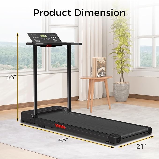 Treadmill with Handles, Treadmills for Small Spaces, 3.0HP Walking Pad Treadmills with Handle Bar & LED Display, Treadmill with Desk Workstation for Home Office, 320 LBS Capacity