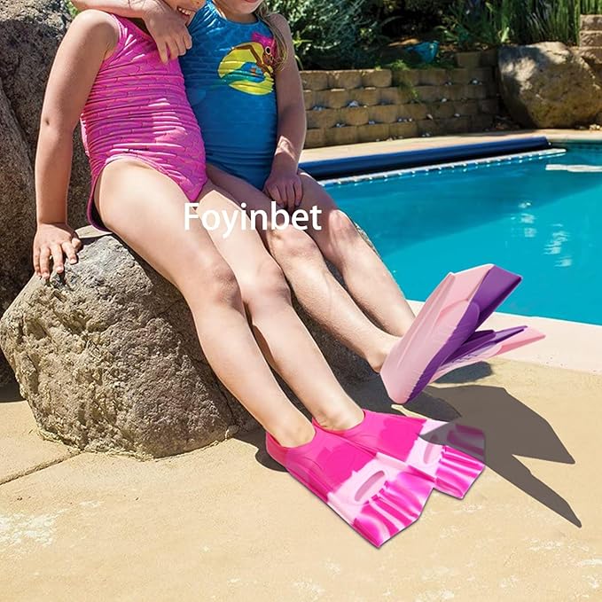 Kids Swim Fins,Short Kids Fins Youth Swimming Flippers for Lap Swimming Training for Children Girls Boys Beginners