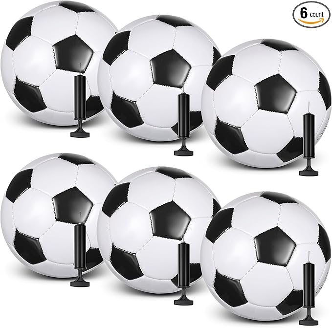 6 Pcs Operation Christmas Soccer Ball Bulk with Pump Needles, Size 3 4 5 Deflated Soccer Ball Gift for Youth Adult Game Training Practice Christian Charity Donation Supplies