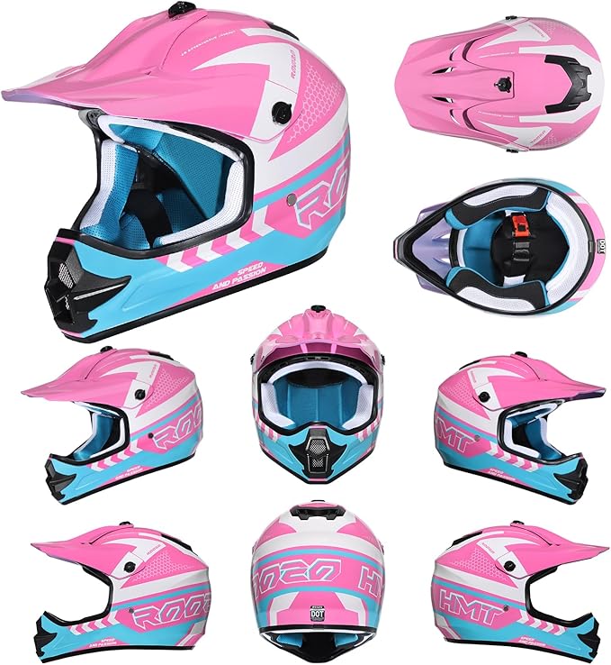 Youth Dirt Bike Helmet DOT Certified - Full Face Motorcycle Helmet for Off-Road, ATV, Street Riding, Includes Adjustable Goggles & Protective Gloves