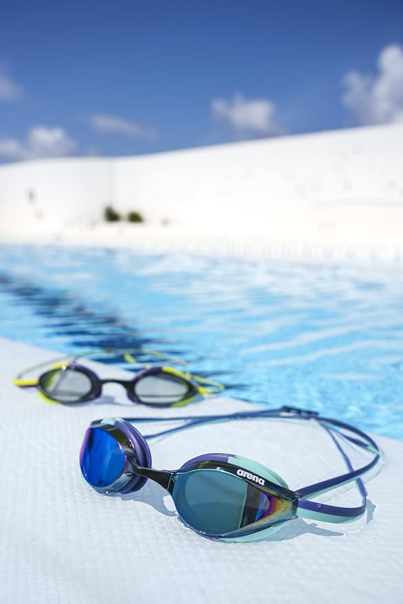 ARENA Unisex Python Racing Swim Goggles for Men and Women Anti-Fog No Leak Max Comfort Dual Strap, Mirror/Non-Mirror Lens