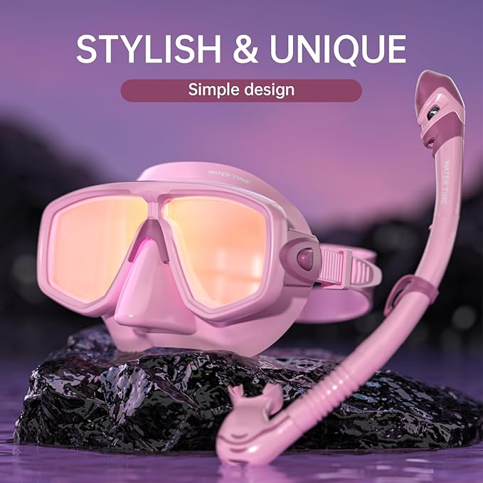 WATERTIME Snorkeling Gear for Adults, Dry Top Snorkel Set with Anti-Fog Panoramic Diving Mask & Waterproof Design, Adult Snorkel Mask for Snorkeling and Scuba Diving