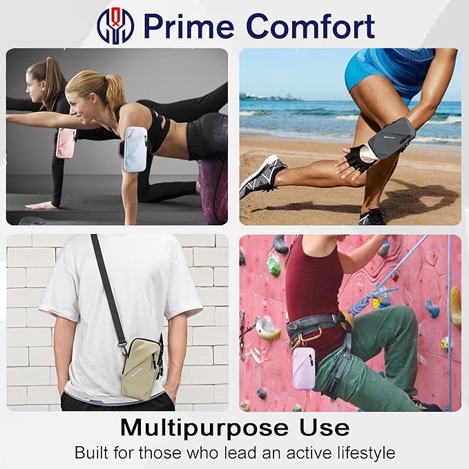 Cell Phone Armbands Running Phone Holder Armband, Phone Holder for Walking, Shoulder Holster Phone Purse Crossbody Bag Phone Pouch (Khaki)