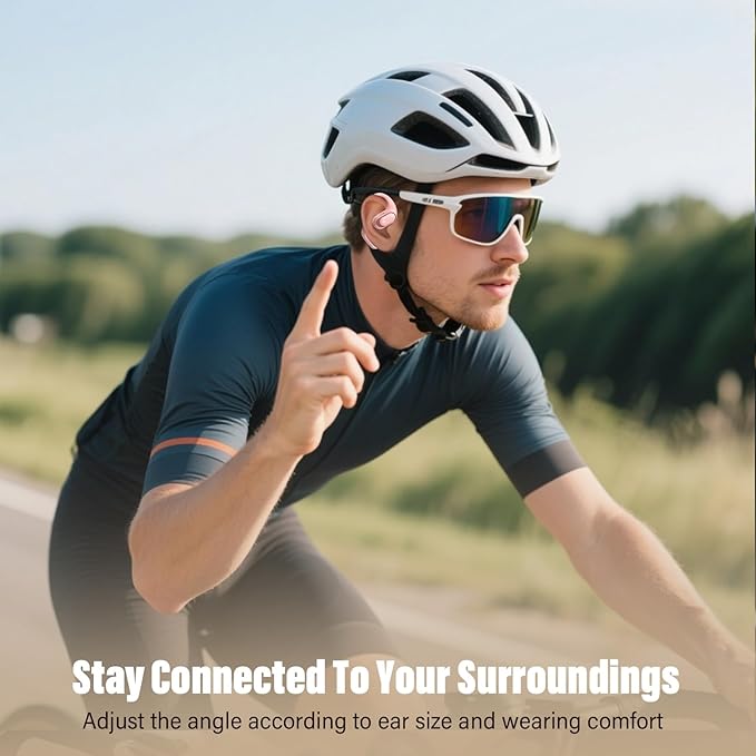 Open Ear Headphones, Bluetooth 5.4 Headphones Sports, Premium Sound with HD Mic Wireless Earbuds, 48H Playtime LED Power Display Ear Buds, IPX7 Lightweight Comfort Earphones for Running, Pink