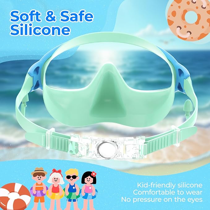 Swim Goggles for Kids 3-15 with Earplugs Large Frame Anti-Fog/UV Swimming Goggles for Boys Girls Toddler 2PCS