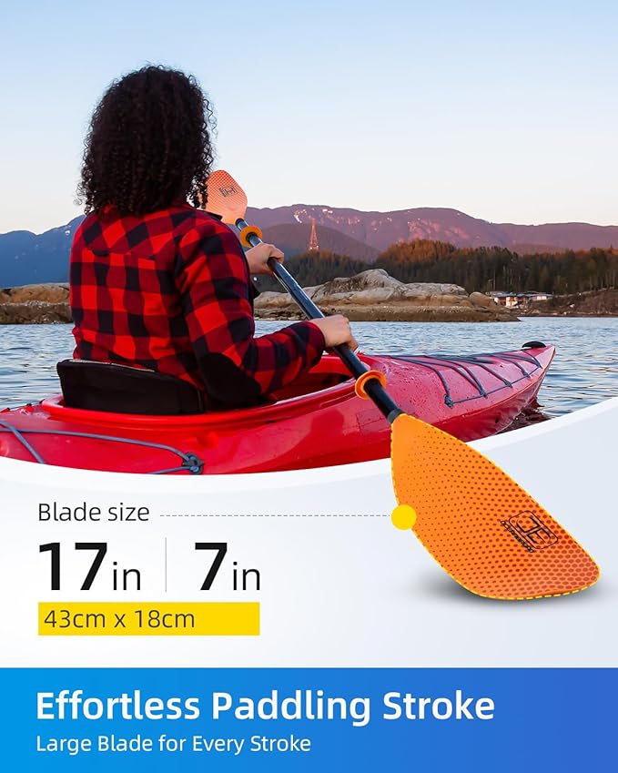 OCEANBROAD Kayak Paddle 86in/218cm, 90.5in/230cm Alloy Shaft 2-Piece Floatable Kayak Oar for Kayaking Canoeing Boating
