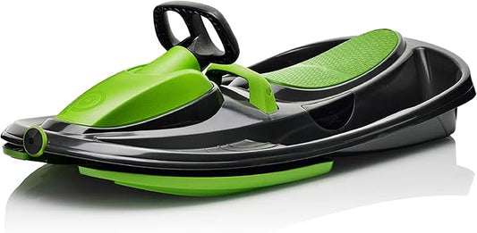 Snow Sled for Kids, Adults - Toboggan Sled, Easy Turning Steering Wheel, Anti-Slip Seat, Pull Up Brake, Durable Plastic Sled, Lightweight, Snow Sleds, Age 3+ 260 lbs