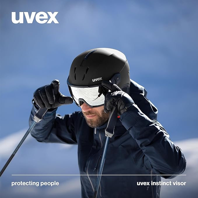 uvex Instinct Visor - Adjustable ski & Snowboard Helmet with Integrated Visor for Women & Men - Black Matte - Medium