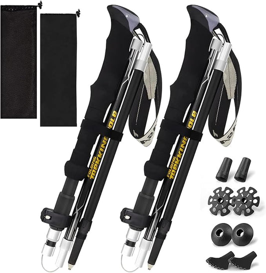 Trekking Poles Lightweight Collapsible Hiking Poles Folding Aluminum Walking Sticks 2 Pack Walking Sticks for Hiking