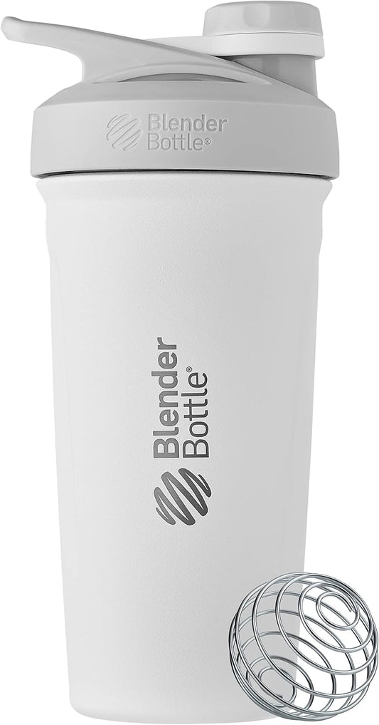 BlenderBottle Sport Twist Insulated Stainless Steel Shaker Bottle with Wire Whisk, 24-Ounce, White – Protein Shakes & Hydration for Athletes & Fitness Enthusiasts, Easy Mixing, Keeps Drinks Cold, Twist Cap