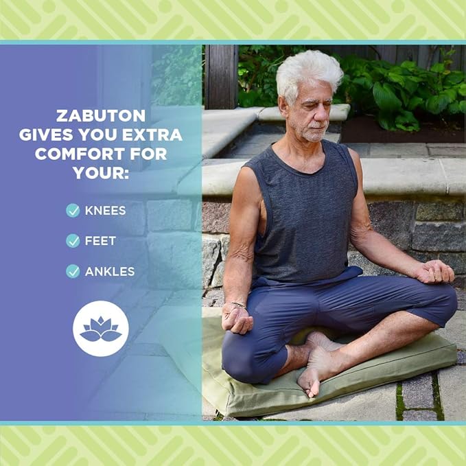 Bean Products Meditation Cushion - Zabuton Meditation Pillows for Sitting on Floor, Yoga Cushion, Cotton Yoga Pillow, Zen Kneeling Prayer Pad- Made in USA - Standard 24x24x2, Navy