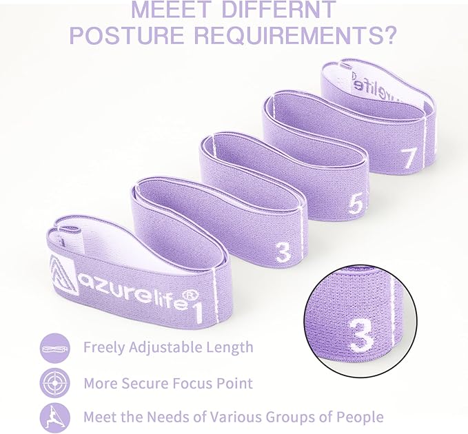 Premium Durable Stretch Straps with Loops, Stretching Strap for Physical Therapy, Multi-Loop Yoga Strap Fitness Exercise Strap for Yoga, Pilates, Dance, Flexibility&Exercise