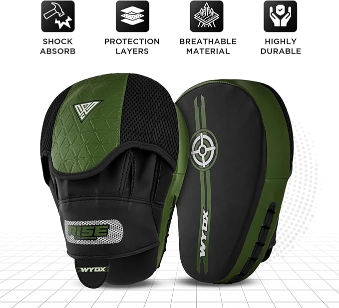 WYOX Curved Boxing Punch Mitts – Boxing Pads Training Set, Punching Mitts for Adults, Kickboxing Pads, Muay Thai Pads, Karate Pads, MMA Training Equipment, Martial Arts Focus Pads