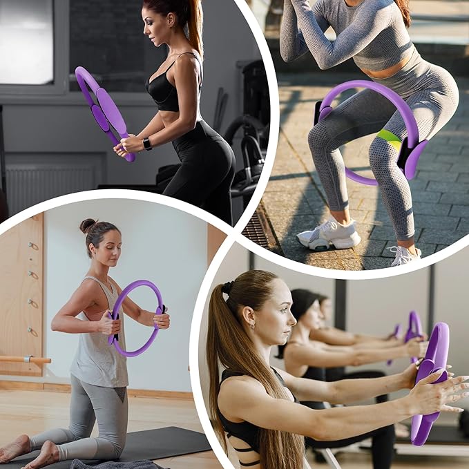 Pilates Ring Fitness Circle 14" Yoga Rings Magic Circle with Dual Padded Handles for Toning Arms, Thighs/Legs & Core，Home Exercise Equipment ﻿
