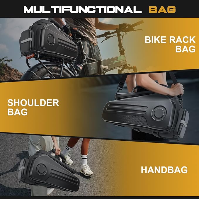 Bike Rack Bags, Hard Shell E Bike 30L Rear Rack Bag, Large Ebike Pannier with Waterproof Cover and Shoulder Strap for Commuter Travel Outdoor