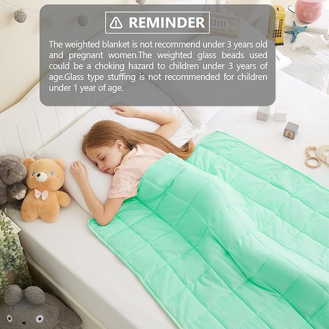 L'AGRATY Weighted Blanket - 40"x60" 10lbs Breathable Weighted Blanket Microfiber Material with Glass Beads