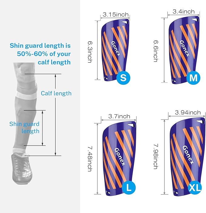 Gonex Soccer Shin Guards for Kids Adult, Youth Boys Girls Shin Guards Slip in Soccer Shin Pad Sleeves Canilleras for Football Games, EVA Cushion Protection Reduce Shocks & Injuries