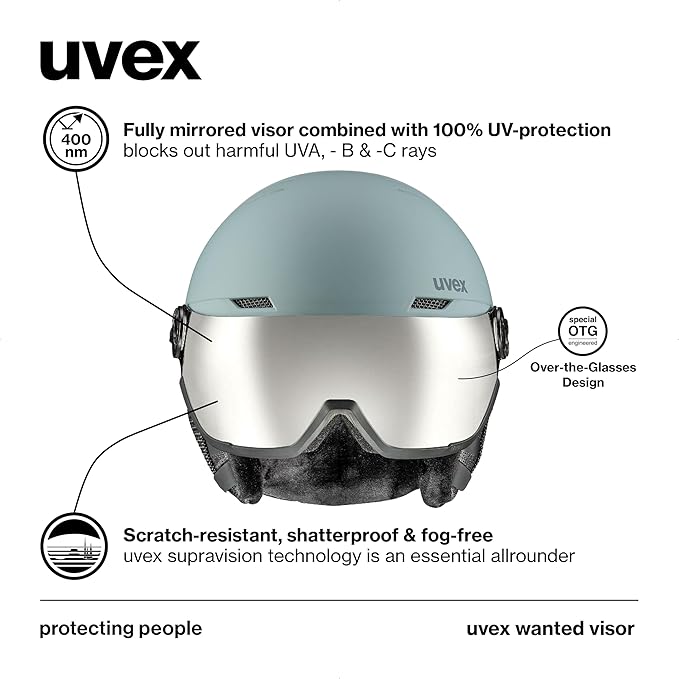 uvex Wanted Visor ski Helmet for Women & Men - Adjustable Helmet with Integrated Visor