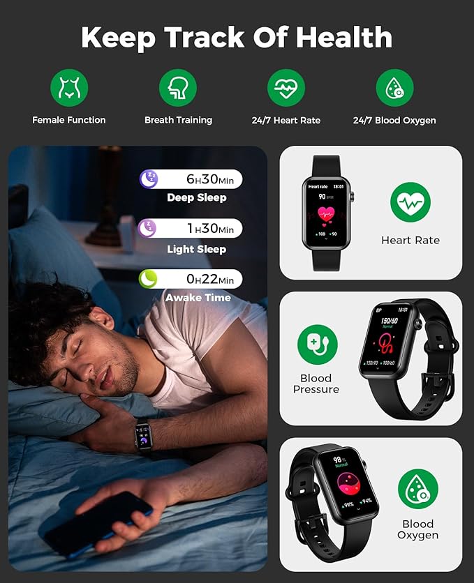 Smart Watch Fitness Tracker (Answer/Make Calls), 24/7 Heart Rate Spo2 Blood Pressure Monitor Sleep Tracker, 114 Sports Modes Calorie Step Tracker Pedometer, Waterproof Activity Tracker for Women Men