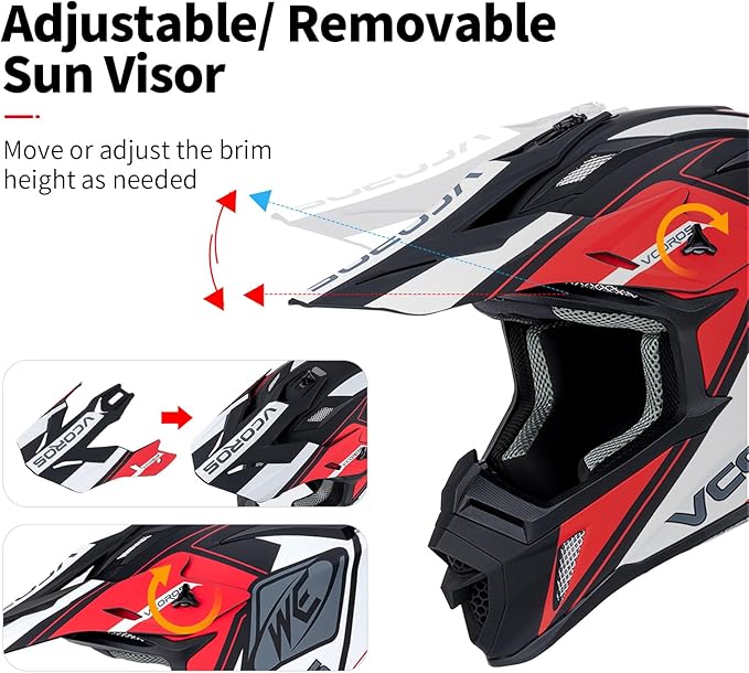 VCOROS H637 Adult Motocross Helmets ATV Dirtbike BMX MX Offroad Adventure UTV Helmets DOT Approved