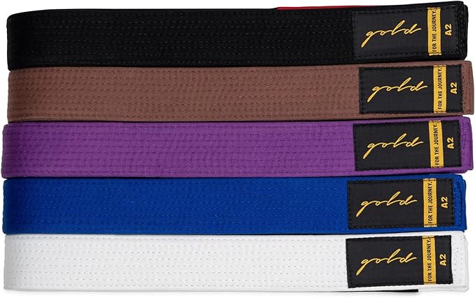 Gold BJJ Jiu Jitsu Belt - Premium Belts with Rank Bar for Stripes - IBJJF Competition Approved