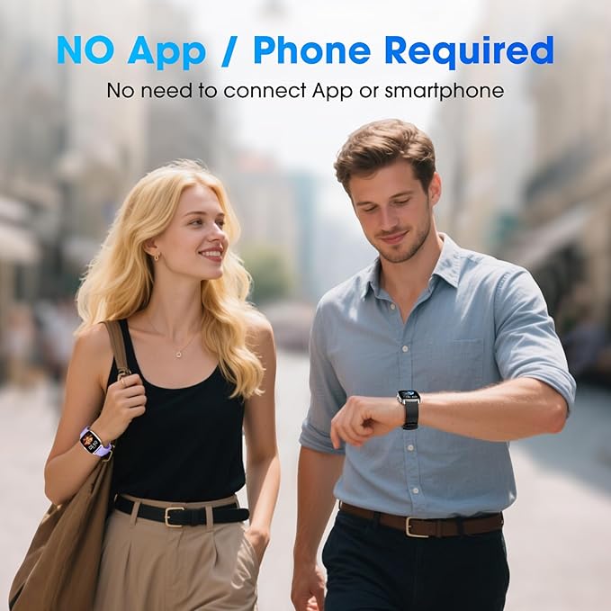 Pedometer Watch No APP/Phone Required, Waterproof Fitness Tracker Watch with Heart Rate Monitor, Large Screen with Pedometer, Sleep Tracking, Calories & Step Counter, Smart Watches for Women Men